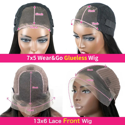 Wear And Go Glueless Human Hair Wigs Preplucked Brazilian Body Wave 13x6 HD Lace Frontal Human Hair Wigs For Women Ready To Wear