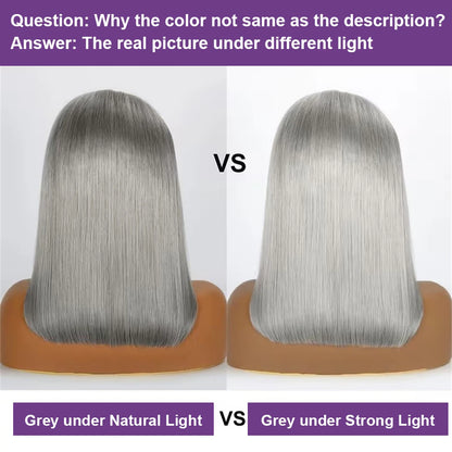 Short Bob Cut Straight Wigs Silver Grey Color Lace Front Wigs Brazilian Human Hair 13x4 Full Frontal Bob Wigs For Wholesale