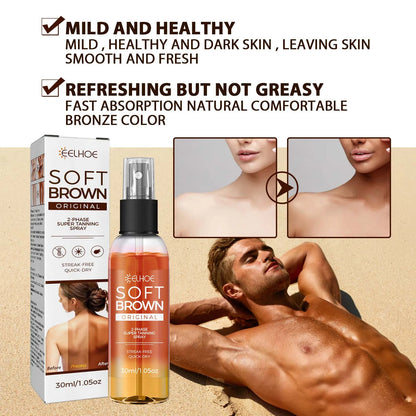 EELHOE Body Tanning Spray Summer Beach Moisturizing Tanning Bronze Wheat Skin Reduce Dryness Non-sticky Body Tanning Spray