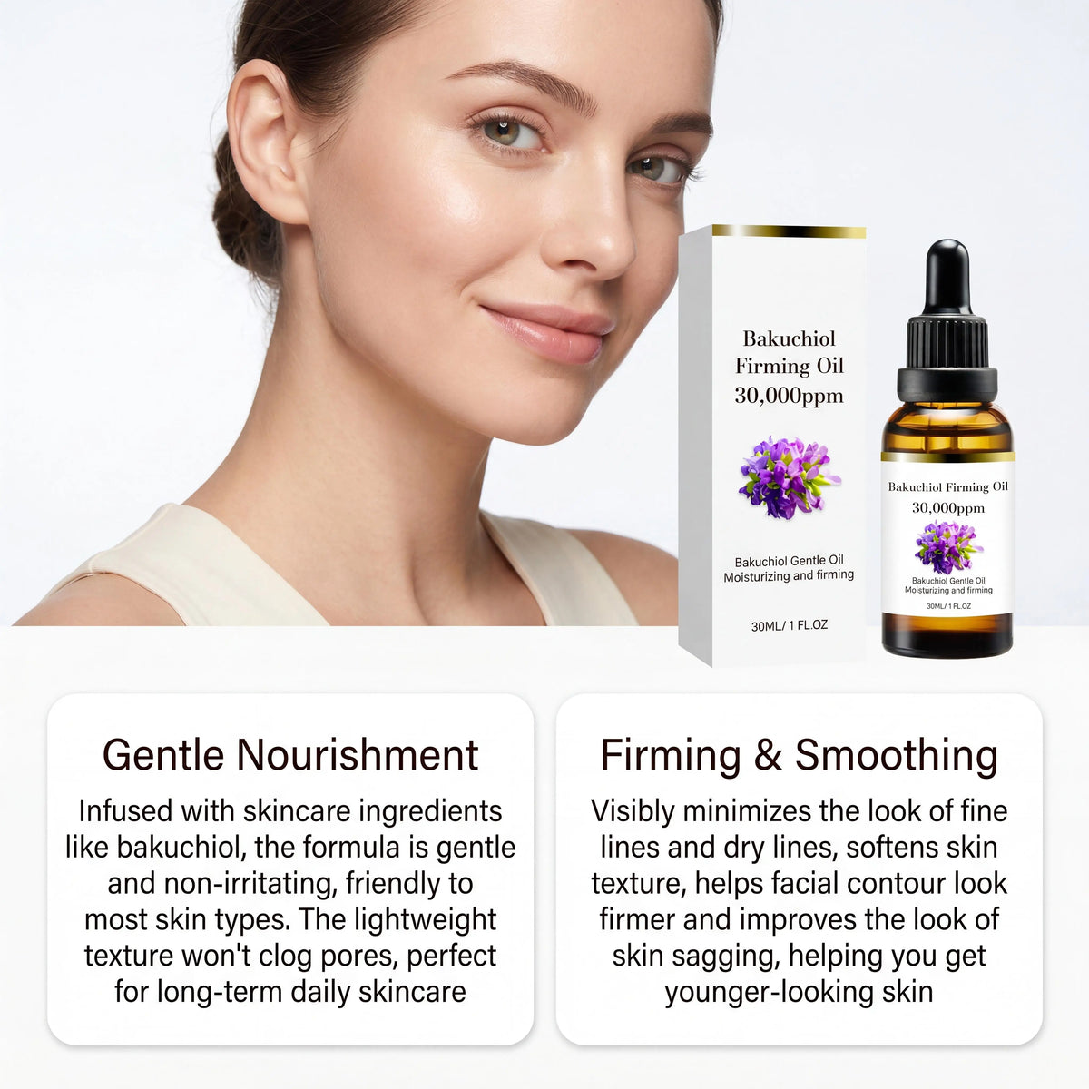 3% Bakuchiol Anti Aging Facial Oil Serum Hydrating Firming Lifting Moisturizing Smoothing Fade Fine Lines Reduce Wrinkles Skin Care