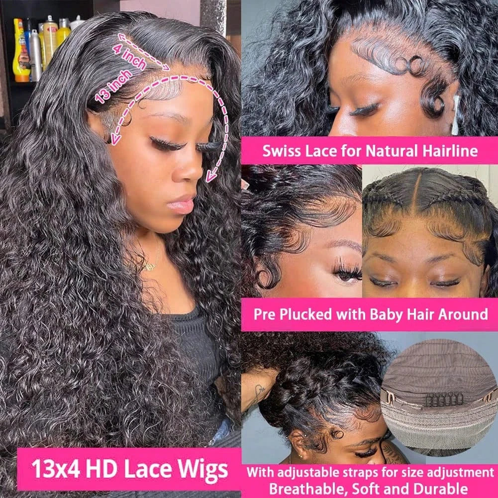250 Density Jerry Curly Human Hair Wig 360 HD Transparent Lace  Curly Wigs 36 Inches Preplucked