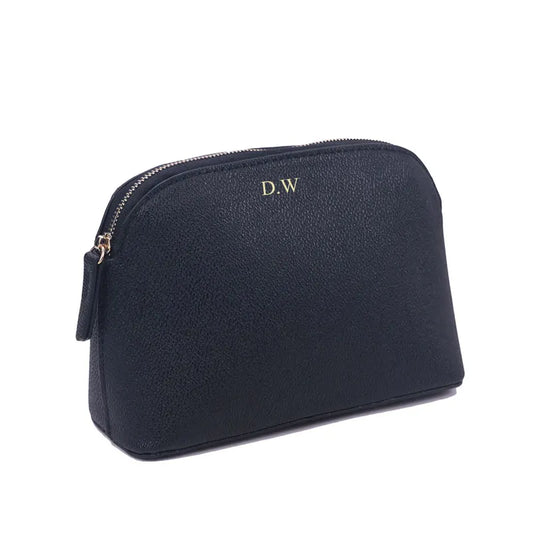 Customized Letters PU Leather Cosmetic Storage Bag Classic Simple Atmosphere Solid Color Make Up Bag Advanced Zipper Wash Bag