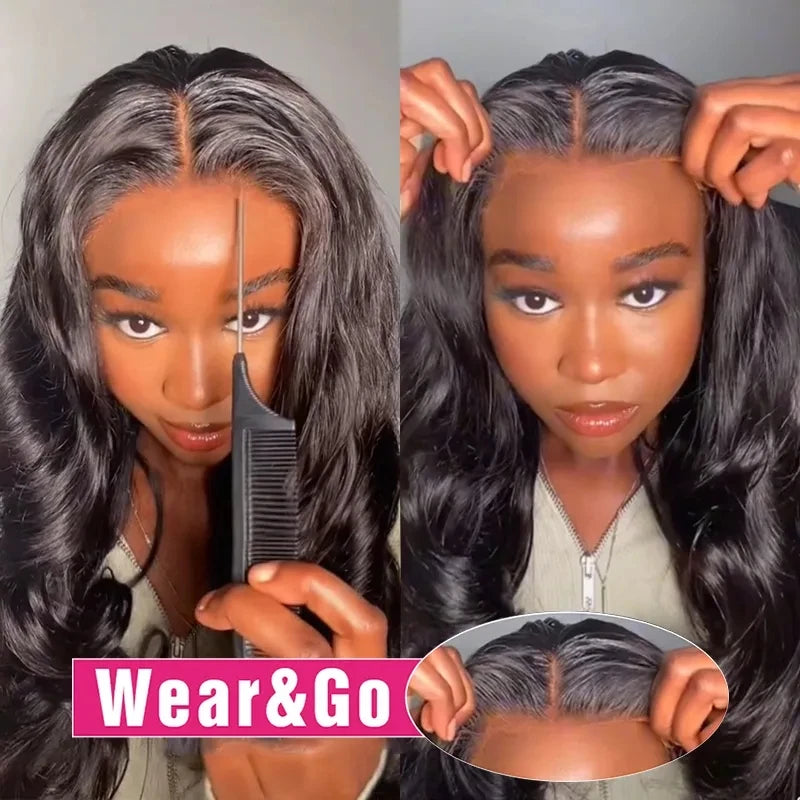 Wear And Go Glueless Human Hair Wigs Preplucked Brazilian Body Wave 13x6 HD Lace Frontal Human Hair Wigs For Women Ready To Wear