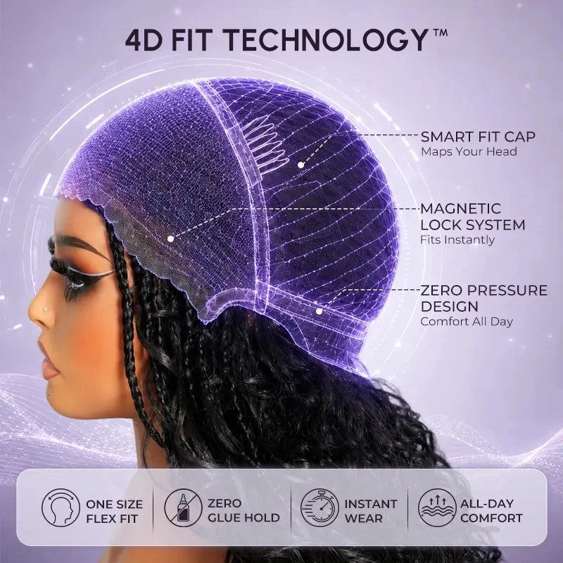 Boho Braided Wig 13x5 Lace Frontal Wig Pre Plucked Knotless Square Part Braided WigFull Handmade Pre Braided Premium Mixed Hair