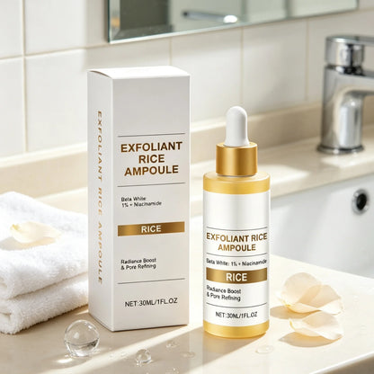 Rice Brightening Serum Light Non Sticky Refine Pores Conditioning Cuticle Boost Radiance Non Irritating Rice Exfoliating Ampoule
