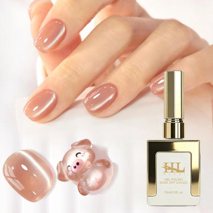 Elegant HL Reflective Cat Eye Gel Nail Polish Set A Magnetic Gel Polish That Delivers a Mesmerizing Cat Eye Effect, Easy So