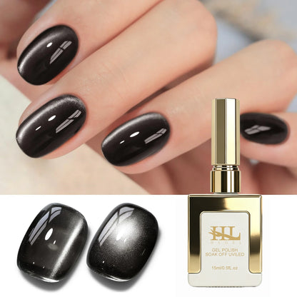 Elegant HL Reflective Cat Eye Gel Nail Polish Set A Magnetic Gel Polish That Delivers a Mesmerizing Cat Eye Effect, Easy So