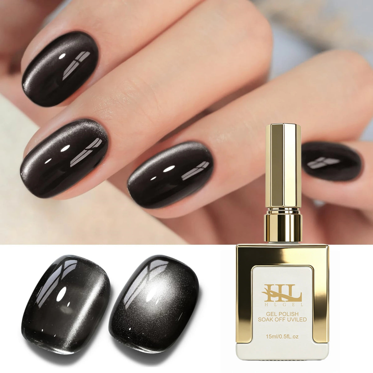 Elegant HL Reflective Cat Eye Gel Nail Polish Set A Magnetic Gel Polish That Delivers a Mesmerizing Cat Eye Effect, Easy So