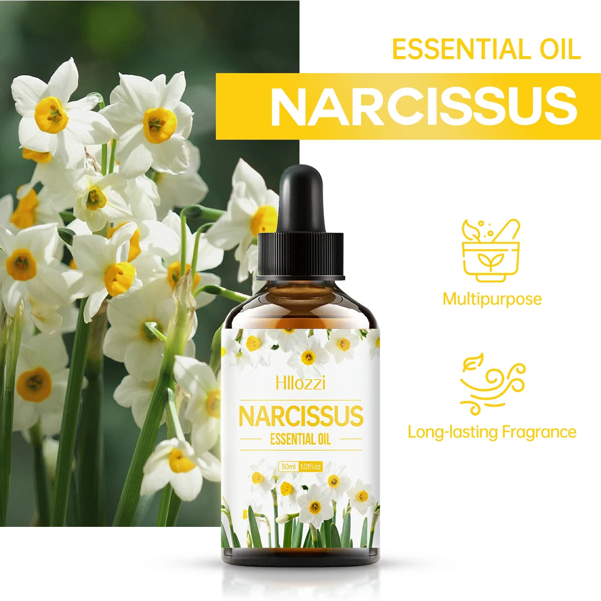 Narcissus essential oil is suitable for use in diffusers and humidifiers, and can also be used for body massage and hair care.