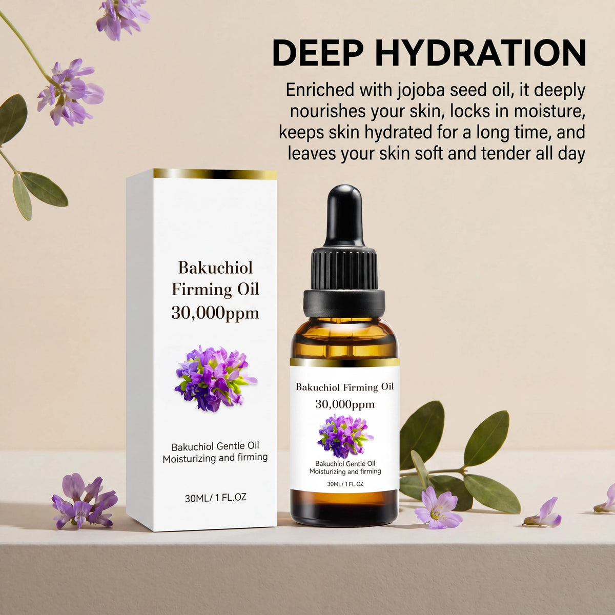 3% Bakuchiol Anti Aging Facial Oil Serum Hydrating Firming Lifting Moisturizing Smoothing Fade Fine Lines Reduce Wrinkles Skin Care