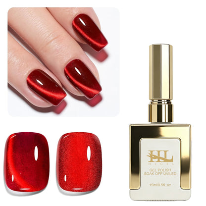 Elegant HL Reflective Cat Eye Gel Nail Polish Set A Magnetic Gel Polish That Delivers a Mesmerizing Cat Eye Effect, Easy So