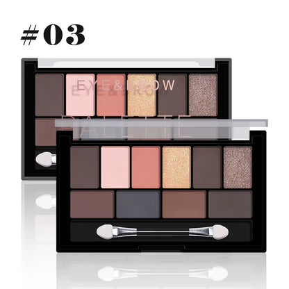 10-Color Eyeshadow Palette Pearlescent Matte Fine Shimmer Earth Tones Long-Lasting & Fall-Out Resistant Highly Pigmented Unisex