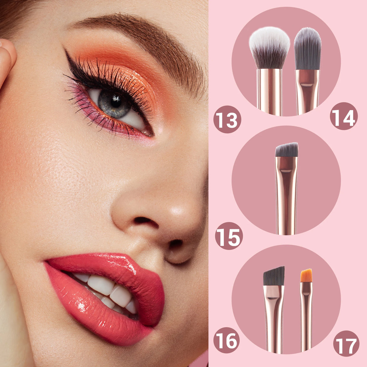 Jessup Makeup Brushes Set 10-25pcs Foundation Powder Eyeshadow Liner Brush Blending Highlighter Brocha Maquillaje RoseGold/Black