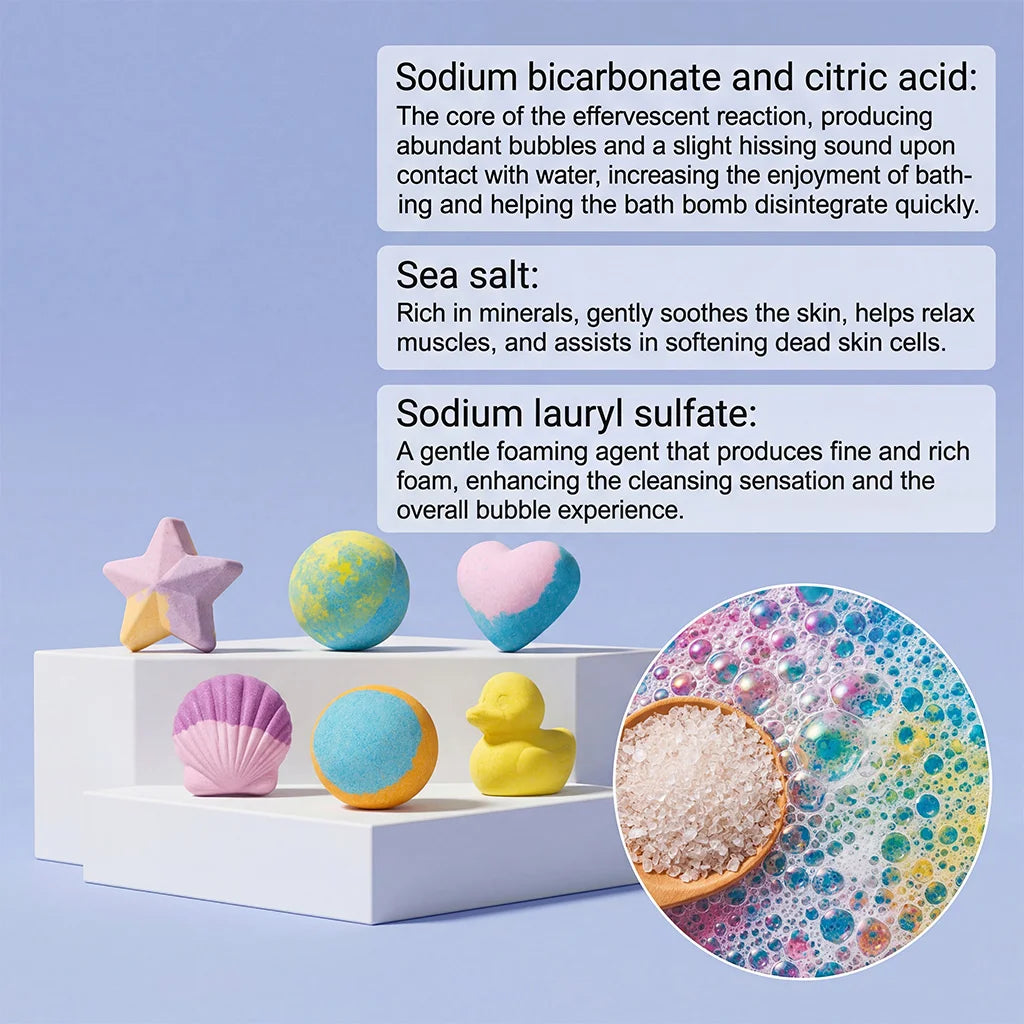 6pcs Bath Bubble Ball Kit Relaxing Spa Remove Dead Skin For Children Moisturizing Bath Bombs Accessories For Holiday Gift Set