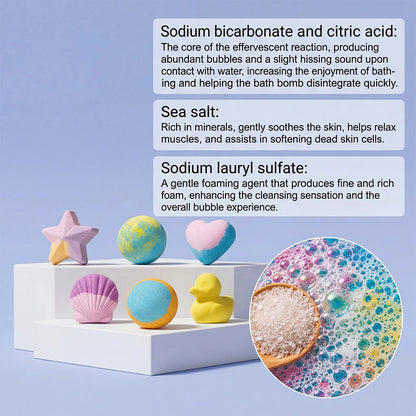 6pcs Bath Bubble Ball Kit Relaxing Spa Remove Dead Skin For Children Moisturizing Bath Bombs Accessories For Holiday Gift Set