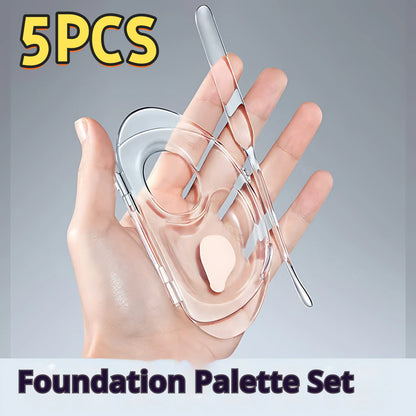 1-5PCS Foldable Acrylic Foundation Mixing Palette with Spatula Portable Cosmetic Blending Tray Storage Makeup Artist Beauty Tool