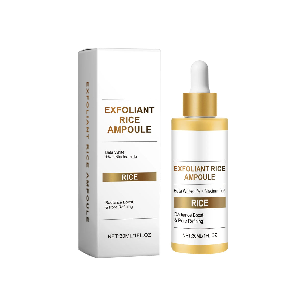Rice Brightening Serum Light Non Sticky Refine Pores Conditioning Cuticle Boost Radiance Non Irritating Rice Exfoliating Ampoule