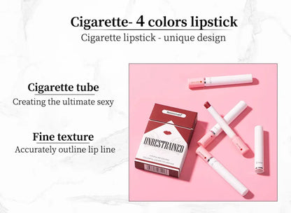4 Pcs Cigarette Lipstick Set Matte Lip Gloss Long Lasting Waterproof Nude Lip Tint Lip Stick Tube Cosmetics Christmas Gift
