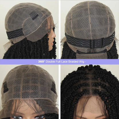 Synthetic Full Lace Braided Wigs Spring Twist Wig for Black Women 14 Inch Short Bob Knotless Box Braids Double Lace Twist Wigs