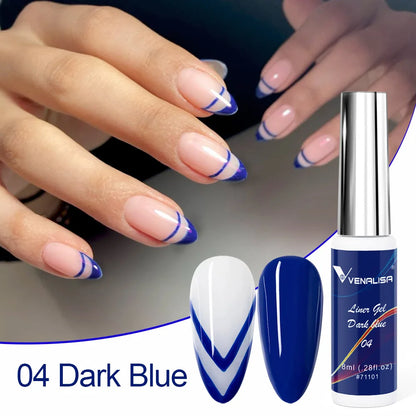 VENALISA 8ml Nail Liner Gel Polish 21 Colors For UV/LED Paint Nails Drawing Polish DIY Painting Varnish French Nail Gel Design