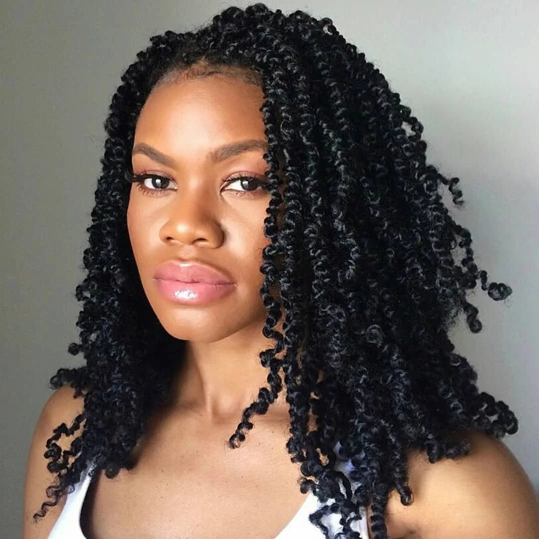Synthetic Full Lace Braided Wigs Spring Twist Wig for Black Women 14 Inch Short Bob Knotless Box Braids Double Lace Twist Wigs