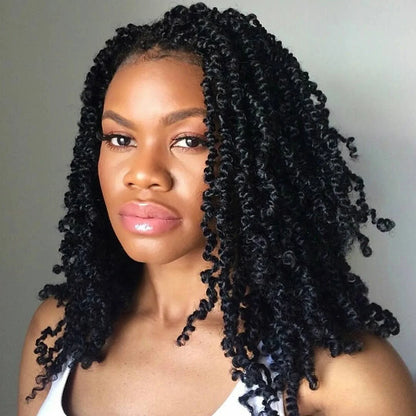 Synthetic Full Lace Braided Wigs Spring Twist Wig for Black Women 14 Inch Short Bob Knotless Box Braids Double Lace Twist Wigs