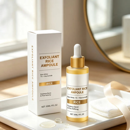 Rice Brightening Serum Light Non Sticky Refine Pores Conditioning Cuticle Boost Radiance Non Irritating Rice Exfoliating Ampoule