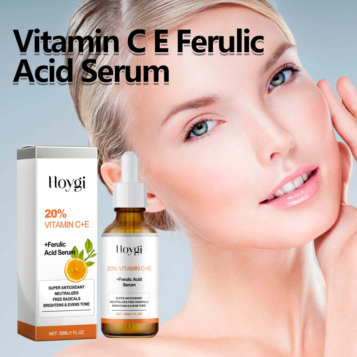 30ML Vitamin C+E Face Serum Deep Moisturizing Improve Skin Texture Enhance Smoothness Nourishing Pores Anti-oxidant Non-greasy Face Serum
