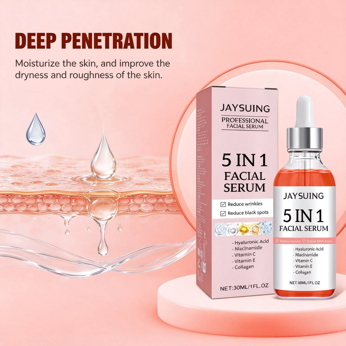 JAYSUING Facial Serum Deep Hydrating Skin Lifting Skin Improve Dullness Refining Pore Strengthen Barrier Anti Aging Face Serum