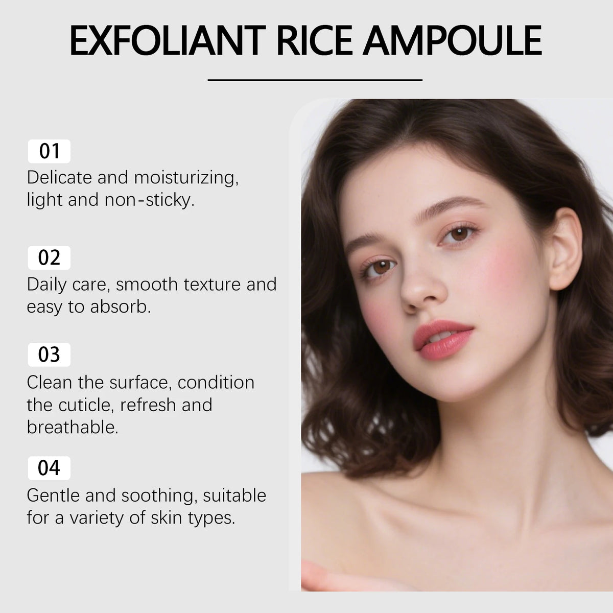 Rice Brightening Serum Light Non Sticky Refine Pores Conditioning Cuticle Boost Radiance Non Irritating Rice Exfoliating Ampoule