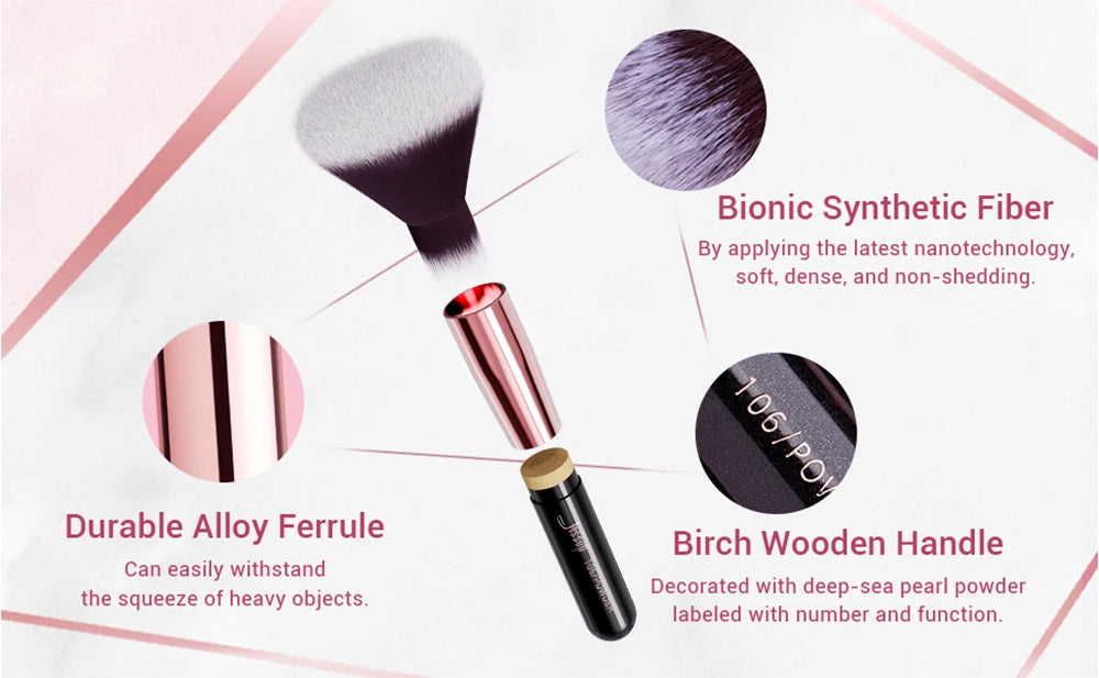 Jessup Makeup Brushes Set 10-25pcs Foundation Powder Eyeshadow Liner Brush Blending Highlighter Brocha Maquillaje RoseGold/Black