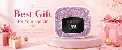 Rechargeable UV/LED Nail Lamp with Auto Sensor, Portable Cordless Gel Nail Dryer Light 4 Timings & Diamond LCD Screen, UV Light for Gel Nails at Home Salon PINK