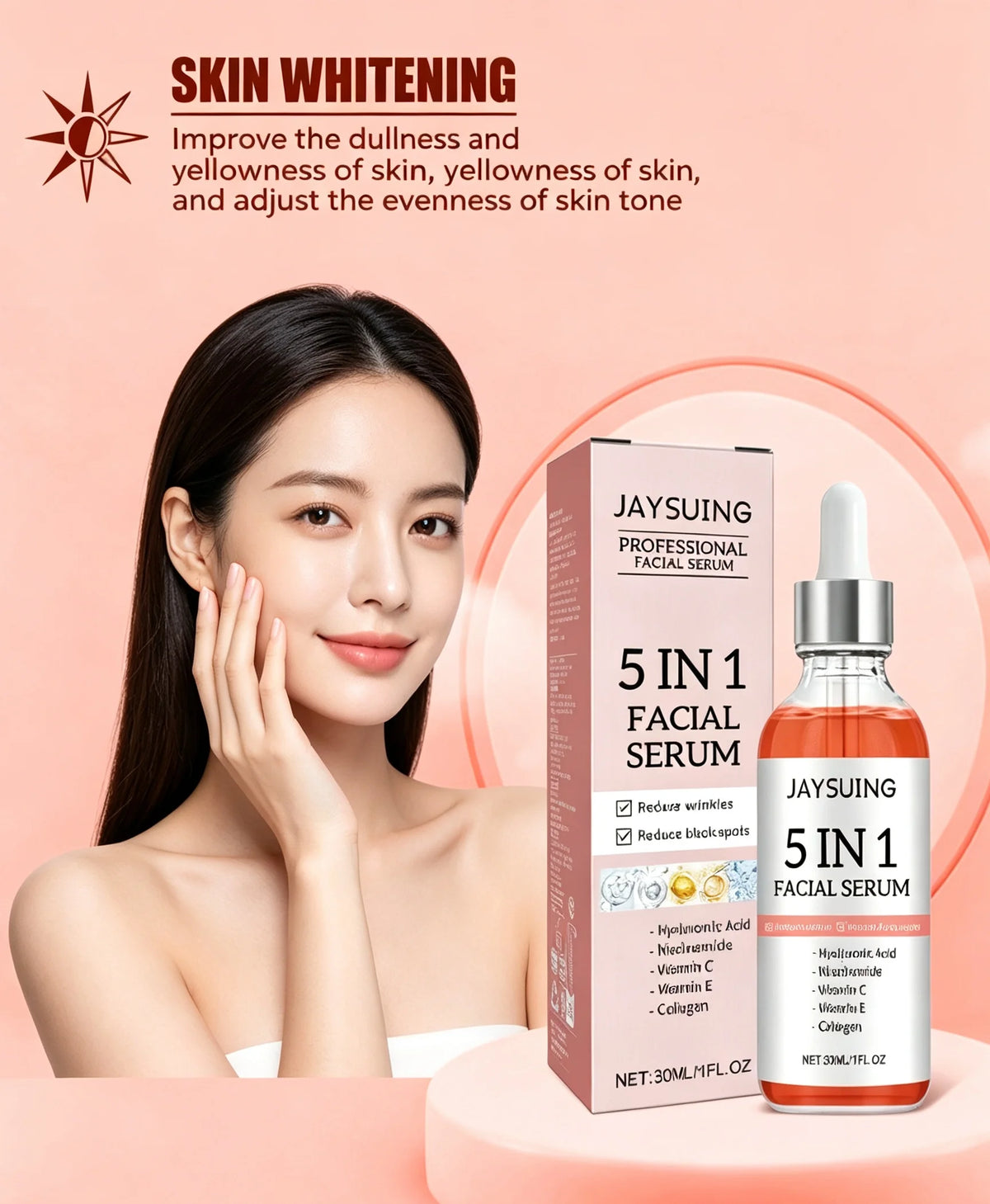 JAYSUING Facial Serum Deep Hydrating Skin Lifting Skin Improve Dullness Refining Pore Strengthen Barrier Anti Aging Face Serum