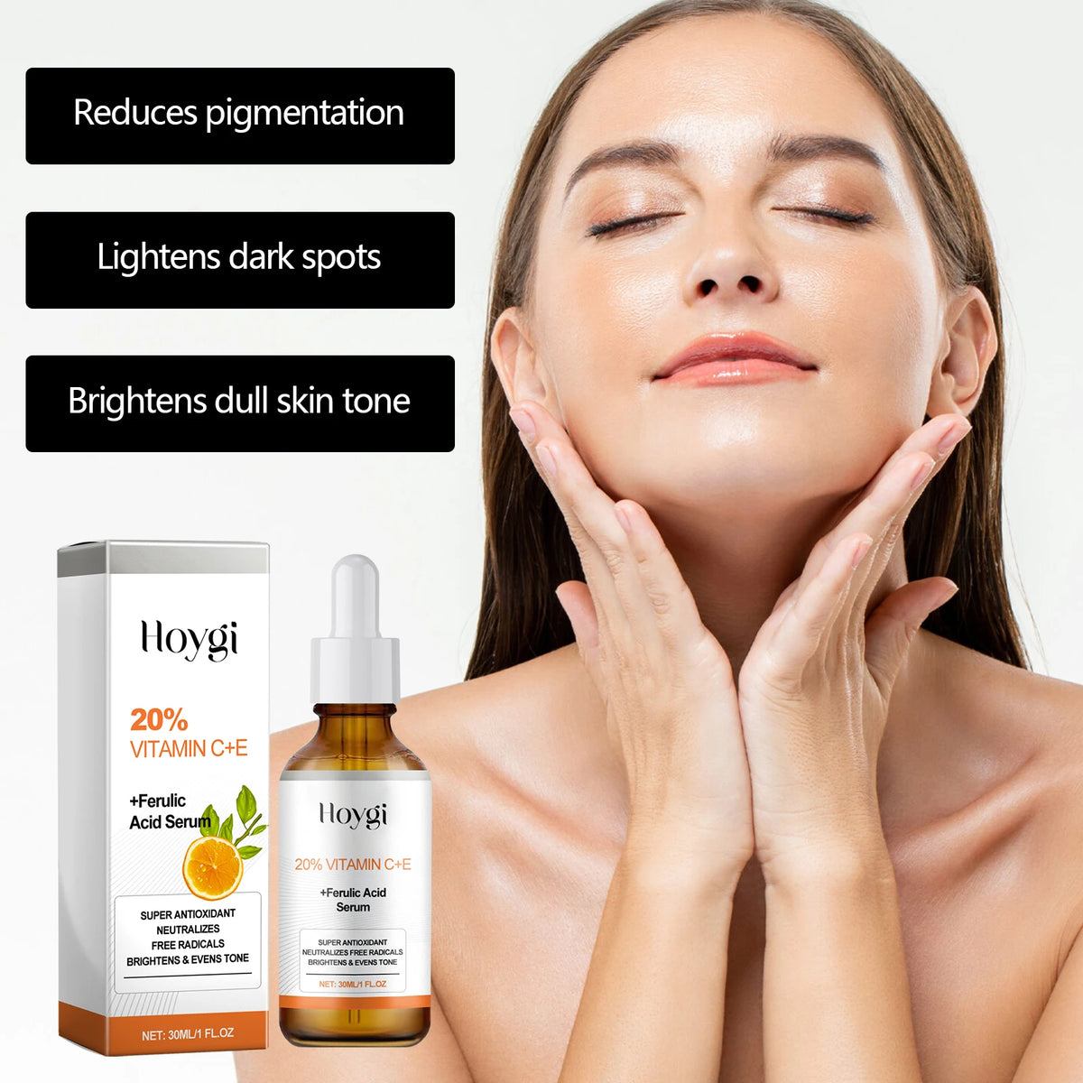 30ML Vitamin C+E Face Serum Deep Moisturizing Improve Skin Texture Enhance Smoothness Nourishing Pores Anti-oxidant Non-greasy Face Serum