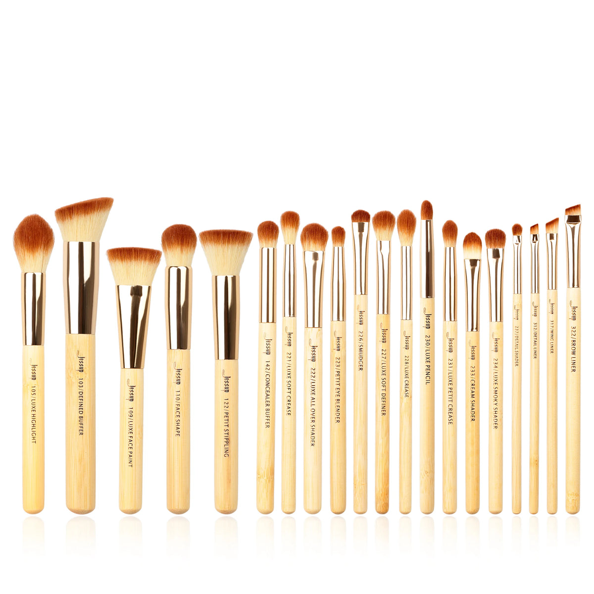 Jessup Professional Makeup Brushes Set Foundation Powder Eyeshadow Liner Blending Brush Make Up Tools Kit Bamboo Synthetic Hair