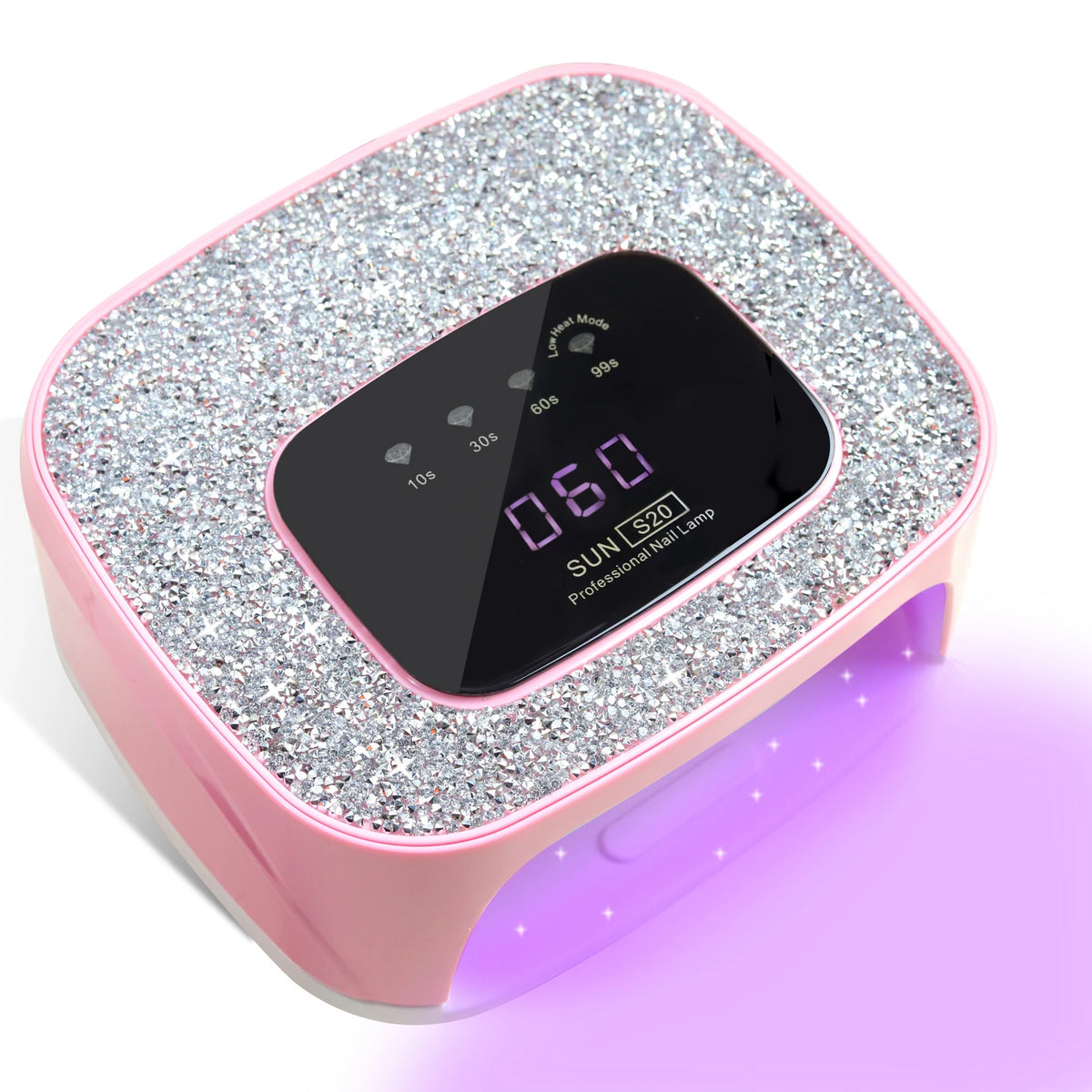 Rechargeable UV/LED Nail Lamp with Auto Sensor, Portable Cordless Gel Nail Dryer Light 4 Timings & Diamond LCD Screen, UV Light for Gel Nails at Home Salon PINK