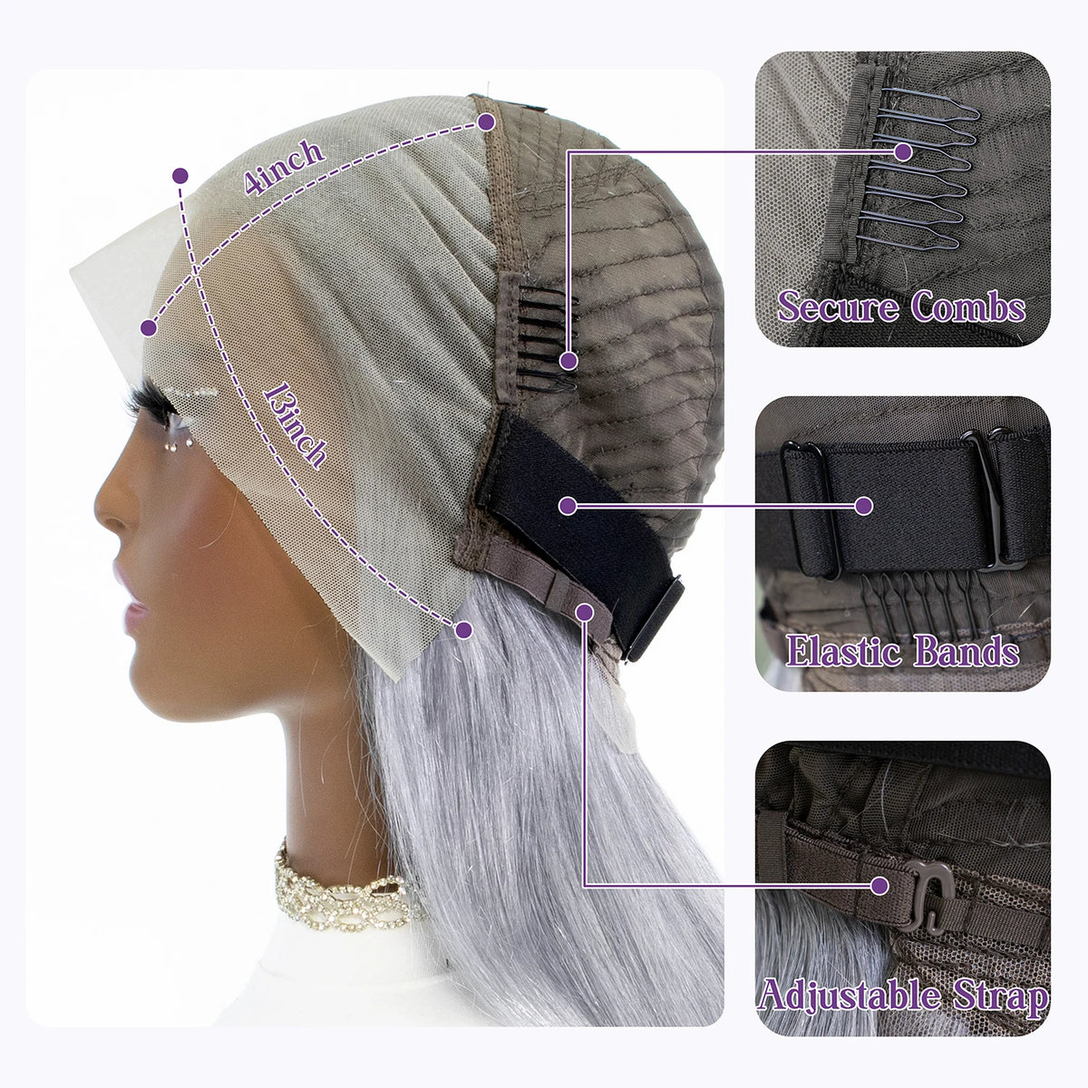 Short Bob Cut Straight Wigs Silver Grey Color Lace Front Wigs Brazilian Human Hair 13x4 Full Frontal Bob Wigs For Wholesale