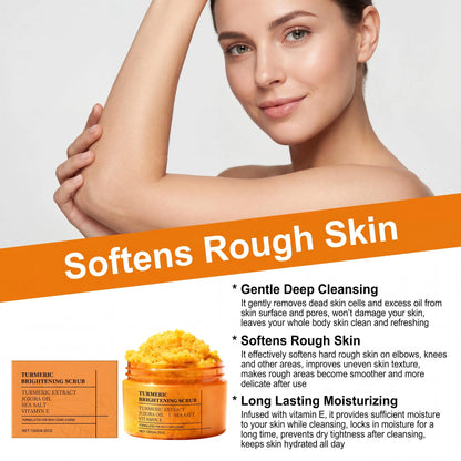 Vitamin E Turmeric Brightening Scrub Gentle Exfoliating Soft Moisturizing Smooth Glowing Restore Skin Hydration Body Treatment Skincare