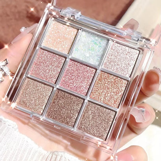 Nine-Color Eyeshadow Palette With Pearl, Fine Sparkle, Layerable Shimmer, Bright Glitter And Vibrant Colors New For Unisex