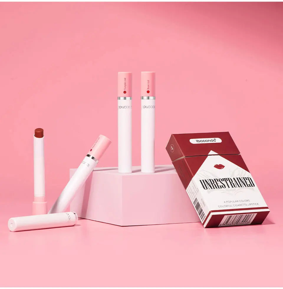 4 Pcs Cigarette Lipstick Set Matte Lip Gloss Long Lasting Waterproof Nude Lip Tint Lip Stick Tube Cosmetics Christmas Gift