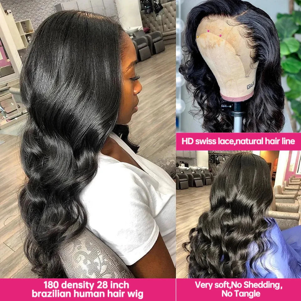 Wear And Go Glueless Human Hair Wigs Preplucked Brazilian Body Wave 13x6 HD Lace Frontal Human Hair Wigs For Women Ready To Wear