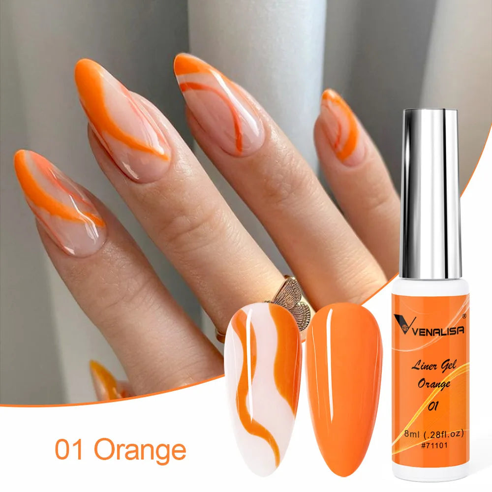 VENALISA 8ml Nail Liner Gel Polish 21 Colors For UV/LED Paint Nails Drawing Polish DIY Painting Varnish French Nail Gel Design