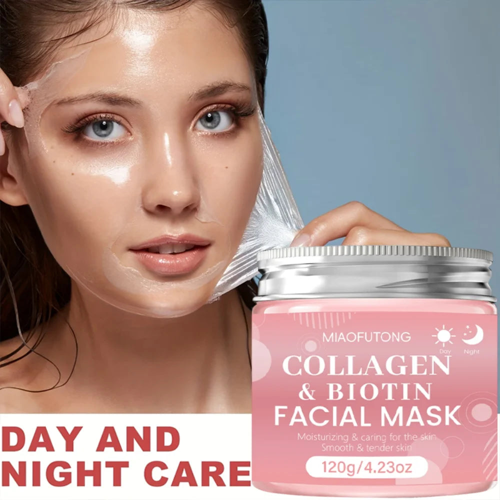 Biotin Collagen Day and Night Face Masks, Moisturizing and Hydrating, Firm and Brightening Skin, Leaving the Skin Plump and Radi