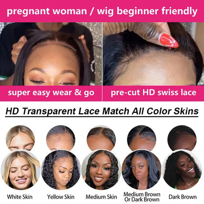 Wear And Go Glueless Human Hair Wigs Preplucked Brazilian Body Wave 13x6 HD Lace Frontal Human Hair Wigs For Women Ready To Wear