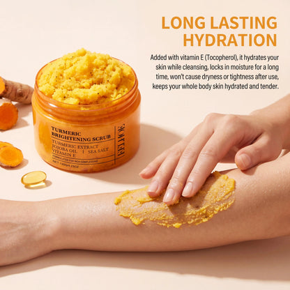 Vitamin E Turmeric Brightening Scrub Gentle Exfoliating Soft Moisturizing Smooth Glowing Restore Skin Hydration Body Treatment Skincare
