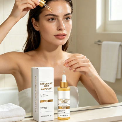 Rice Brightening Serum Light Non Sticky Refine Pores Conditioning Cuticle Boost Radiance Non Irritating Rice Exfoliating Ampoule