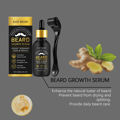 60ML Beard Growth Serum Gentle Cleaning Dirts Nourishing Revitalise Strengthening Hair Volumizing Smoothing Bread Growing Serum