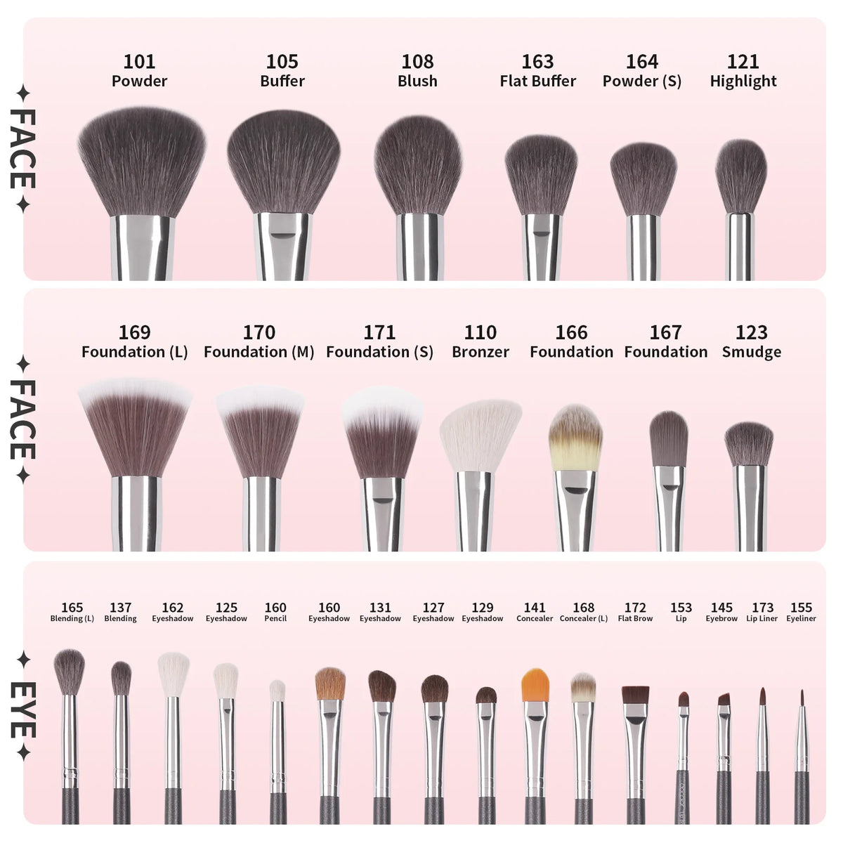 Docolor Makeup Brush Set Professional 10-30pcs Eyeshadow Blush Synthetic Foundation Brush Powder Contour Cosmetic Tool For Women