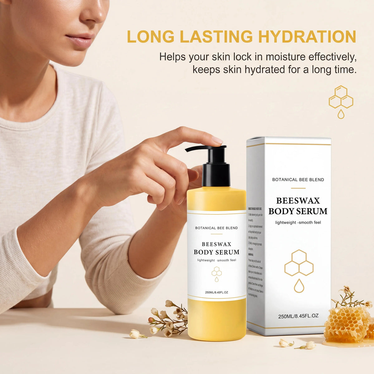 Beeswax Body Serum Essence Deep Nourishing Moisturizing Dry Skin Relief Brighten Dullness Soft Smooth Refreshing Texture Daily Skincare