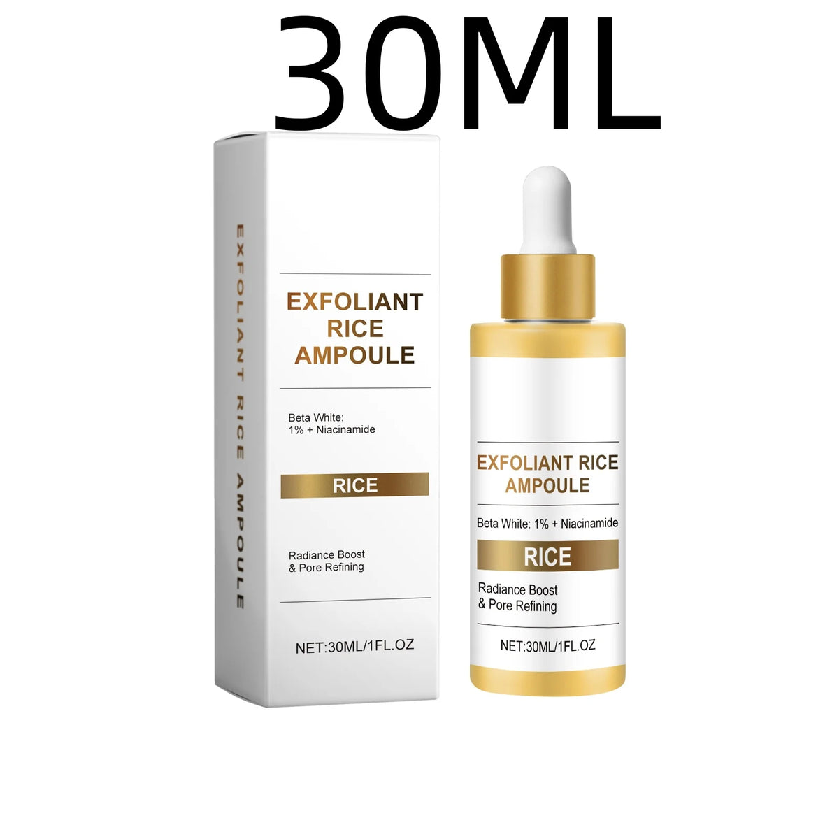 Rice Brightening Serum Light Non Sticky Refine Pores Conditioning Cuticle Boost Radiance Non Irritating Rice Exfoliating Ampoule